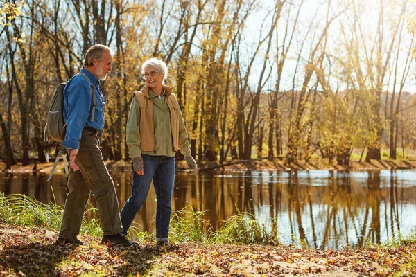 stock image Nowhere else theyd rather be on a sunny day. a happy senior couple exploring nature together