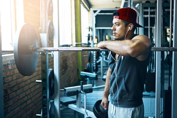Clear Your Mind Cant Man Doing Weight Training Gym — Stock Photo, Image