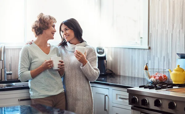 Your Visits Mean Much Mom Young Woman Enjoying Coffee Break — Stock Photo, Image