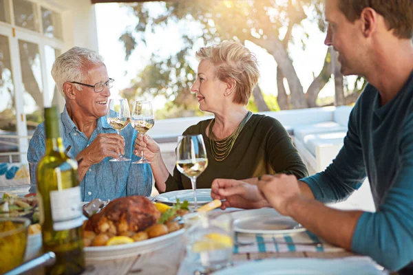 What Better Reason Celebrate Family Happy Family Toasting Wine Family — Stock Photo, Image