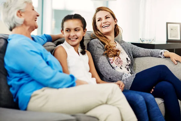 Spending Some Time Her Loved Ones Senior Woman Sitting Sofa — Stock Photo, Image