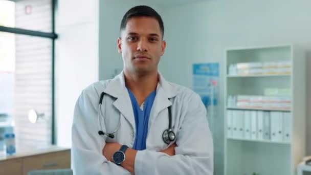 Portrait Medical Team Men Doctor Nurse Healthcare Medicine Health Insurance — Stock Video