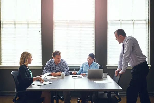 stock image Meeting to discuss important business matters. a group of colleagues having a meeting in the boardroom at work