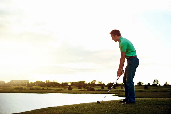 Kulübünün Sahibi Aklının Efendisidir Genç Bir Adam Bütün Gününü Golf — Stok fotoğraf