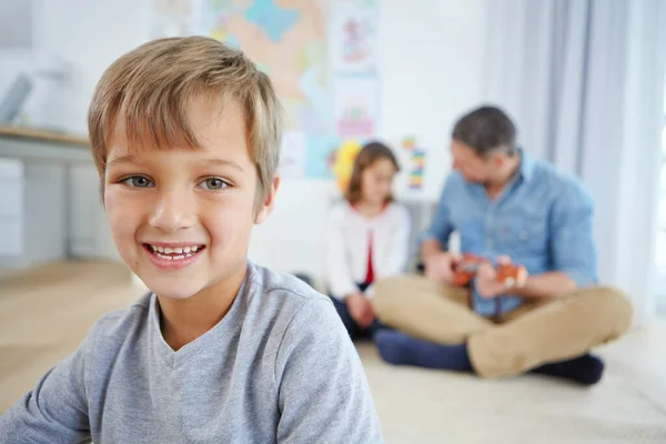 Play Learn Grow Together Portrait Adorable Little Boy Spending Day — Stock Photo, Image