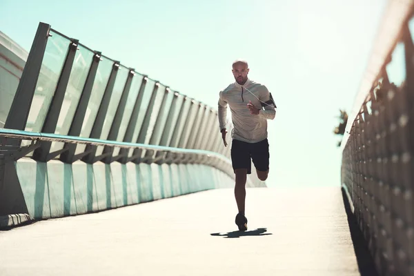 Esté Determinado Ponerse Forma Hacer Que Suceda Joven Guapo Corriendo — Foto de Stock