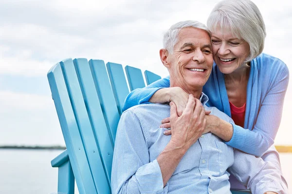 Staying Love Special Thing Indeed Affectionate Senior Couple Relaxing Chairs — Stock Photo, Image