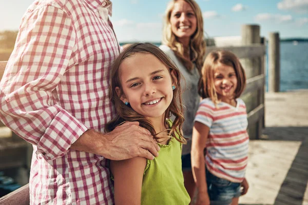She Always Enjoys Herself Family Outings Young Family Pier While — Stock Photo, Image