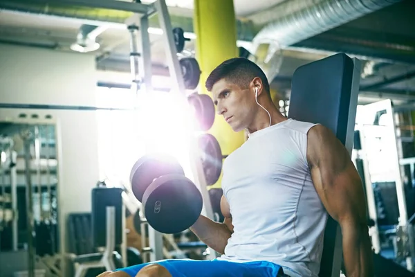 Get Comfortable Being Uncomfortable Man Doing Upper Body Workout Gym — Stock Photo, Image