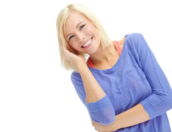 Lovely Laugh Beautiful Young Blond Woman Isolated White Background — Stock Photo, Image