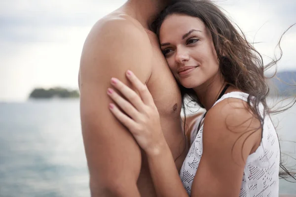 Always Feel Safe Him Intimate Young Couple Enjoying Warm Embrace — Stock Photo, Image
