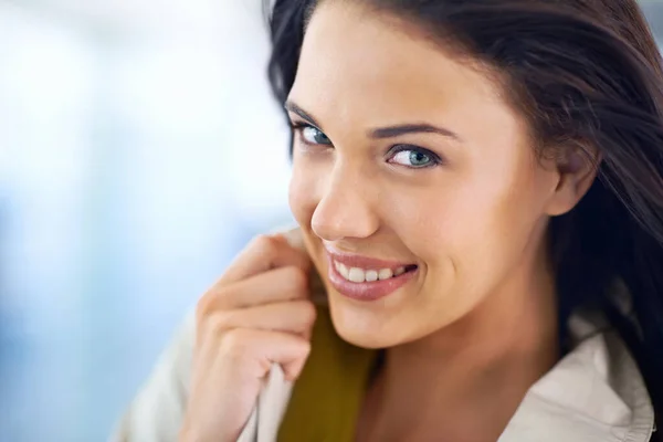 Shes All Set Success Closeup Shot Attractive Young Brunette Woman — Stock Photo, Image