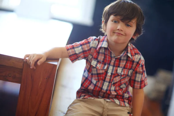 Let Them Little Cute Little Boy Looking Camera — Stock Photo, Image
