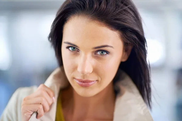 Shes All Set Success Closeup Shot Attractive Young Brunette Woman — Stock fotografie