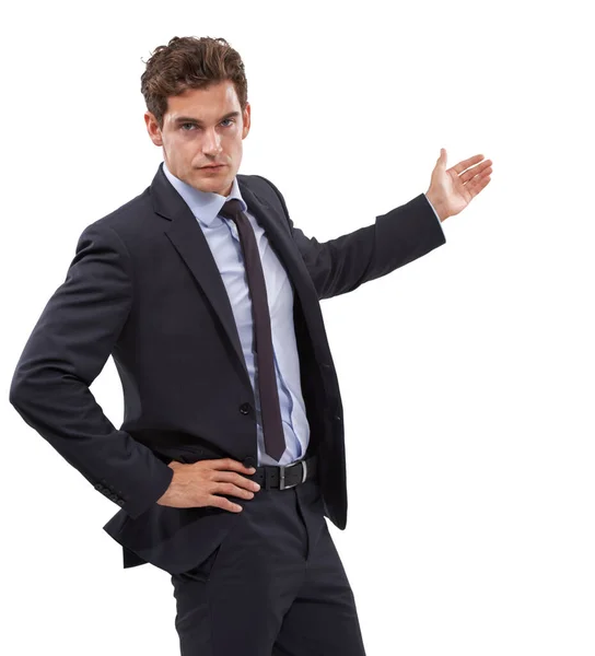 Doing His Presentation Handsome Young Businessman Presenting Copyspace — Stock Photo, Image