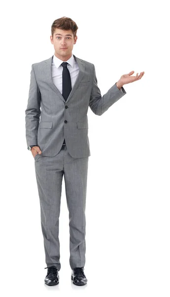 Ive Got Some Decisions Make Handsome Young Businessman Isolated White Stock Image