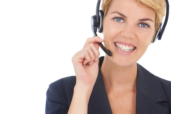 How Can Help Portrait Attractive Young Call Center Agent Stock Photo