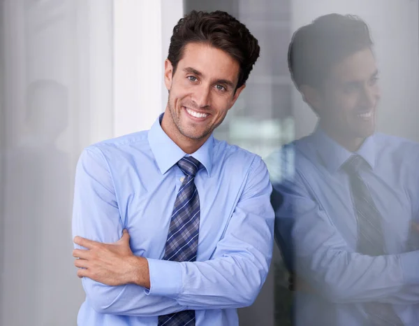 Ready Business Portrait Confident Young Businessman His Office — Stock Photo, Image