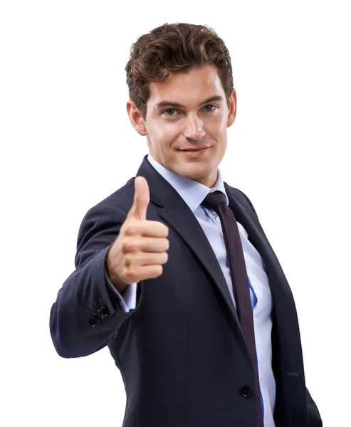 Youve Got Studio Shot Well Dressed Businessman Giving You Thumbs — Stock Photo, Image