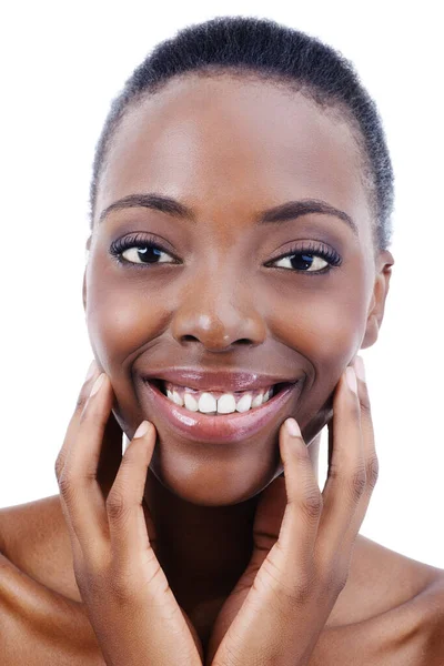 African Beauty Studio Shot Attractive African American Model Isolated White — Stock Photo, Image