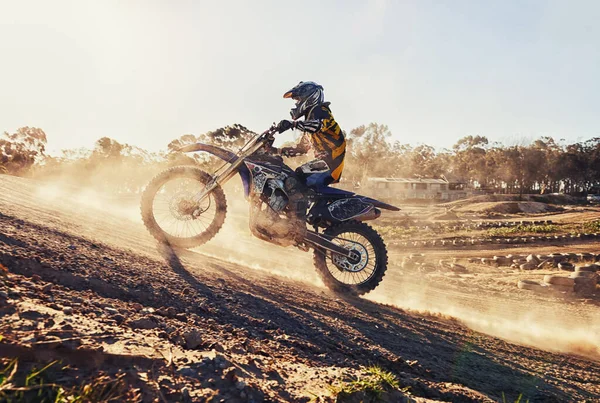 Waktu Untuk Merobek Trek Ini Sebuah Balapan Motorcross Sedang Beraksi — Stok Foto