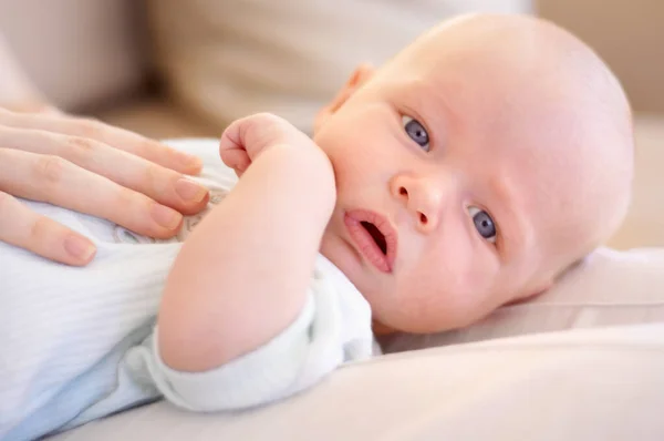 Can Have Some Privacy Please Little Baby Boy Lying His — Stock Photo, Image