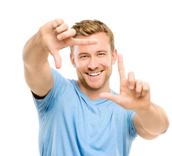 Make Sure You Frame Face Perfectly Handsome Young Man Standing Royalty Free Stock Images