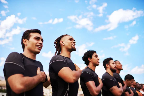 Play All Your Heart Team Young Rugby Players Singing National — Stock Photo, Image