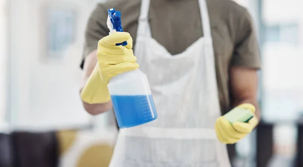 Keeping Home Germ Free Zone Unrecognisable Man Using Rubber Gloves — Stock Photo, Image