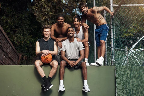Basketball All Day Every Day Portrait Group Sporty Young Men — Stock Photo, Image