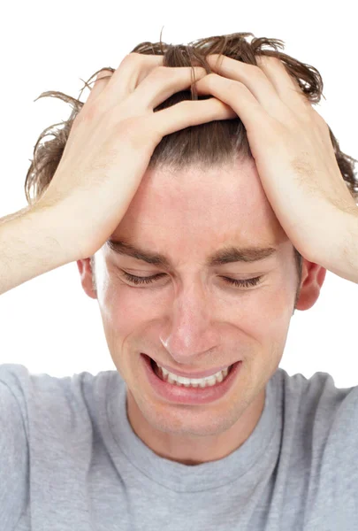 Чоловік Розчарований Плачем Втратою Студії Проблем Психічного Здоров Депресії Або — стокове фото
