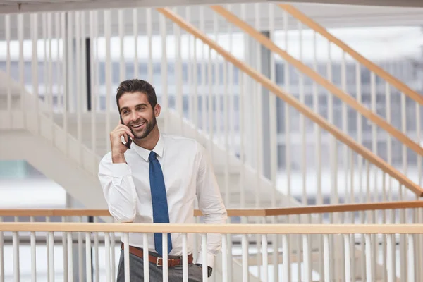 Dont Hangup Youre Line Opportunity Young Businessman Talking Cellphone Office — Stock Photo, Image