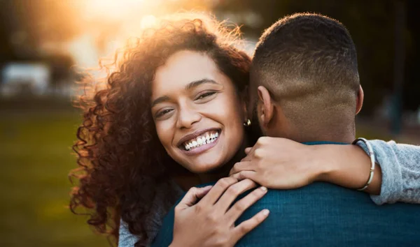 Keep Your Loving Embrace Portrait Young Woman Hugging Her Boyfriend — Stock Photo, Image
