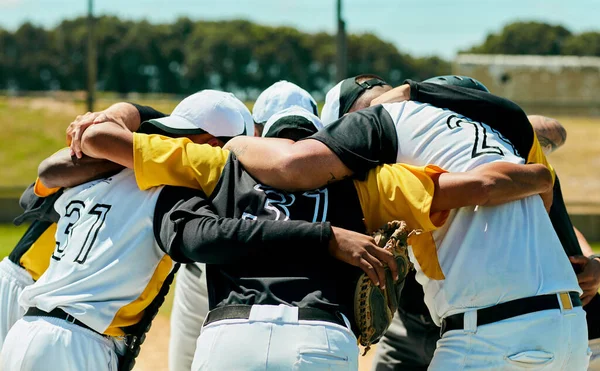 Takım Ruhu Bize Liderlik Etsin Tanımlanamayan Beyzbol Oyuncularından Oluşan Bir — Stok fotoğraf