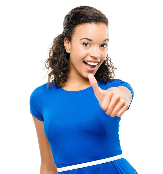 Sempre Pronto Para Divertir Uma Jovem Mulher Confiante Dando Polegares — Fotografia de Stock