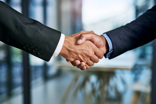 Wir Haben Einen Deal Zwei Nicht Wiedererkennbare Geschäftsleute Beim Händeschütteln — Stockfoto
