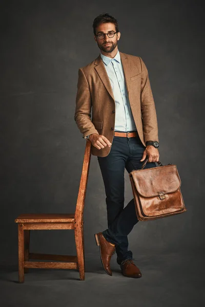 Makes Smart Look Fashionable Studio Shot Handsome Young Man Posing — Stock Photo, Image
