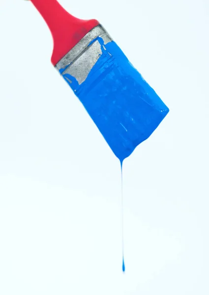 Pintura Gotejamento Escova Arte Pintura Azul Cor Sem Pessoas Com — Fotografia de Stock