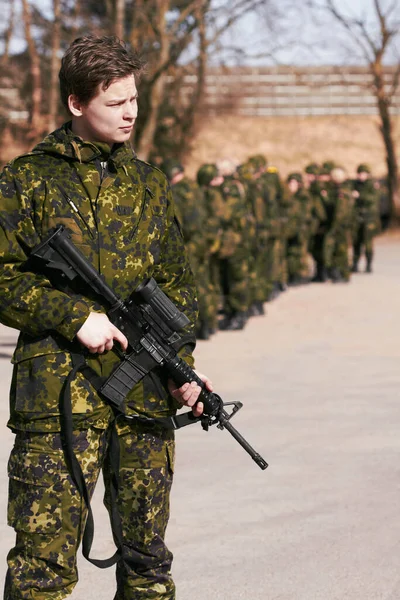 Армія Військові Солдати Пістолетом Полі Бою Готові Війни Боротьби Або — стокове фото