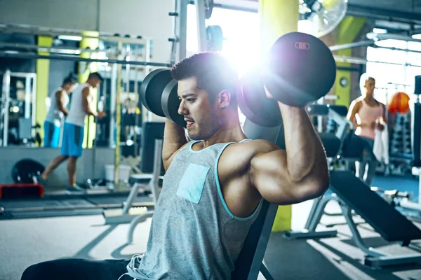 Struggle Theres Progress Man Doing Upper Body Workout Gym — Stock Photo, Image