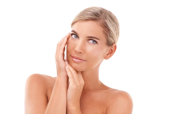 Beleza Cosméticos Mulher Para Maquiagem Bem Estar Dermatologia Isolado Fundo — Fotografia de Stock