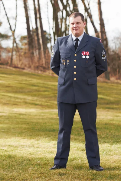 Ritratto Danimarca Veterano Generale Ufficiale Uniforme Bandiera Manica Soldato All — Foto Stock