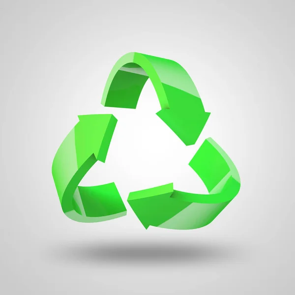Green Arrows Icon Recycling Ecology Sustainability Planet White Studio Background — Stock Photo, Image