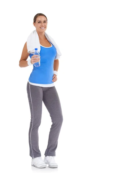 Never Workout Some Water Close Healthy Young Woman Holding Bottle — Stock Photo, Image