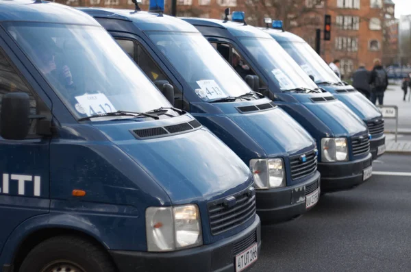 Street City Row Police Vans Public Service Safety Protest March — Stock Photo, Image