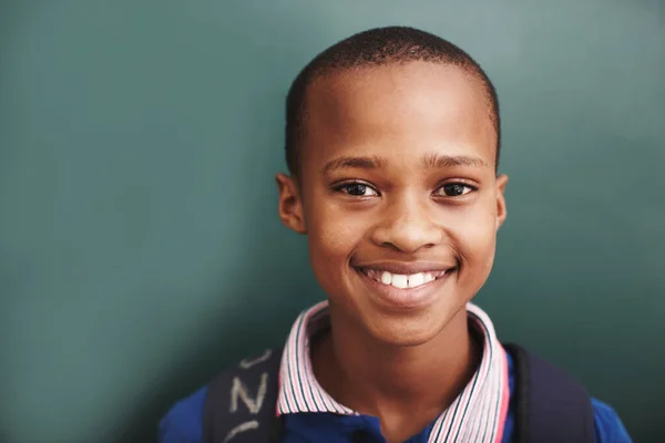 Hes Bright Star His Classroom African American Boy Standing Alongside — Stock Photo, Image