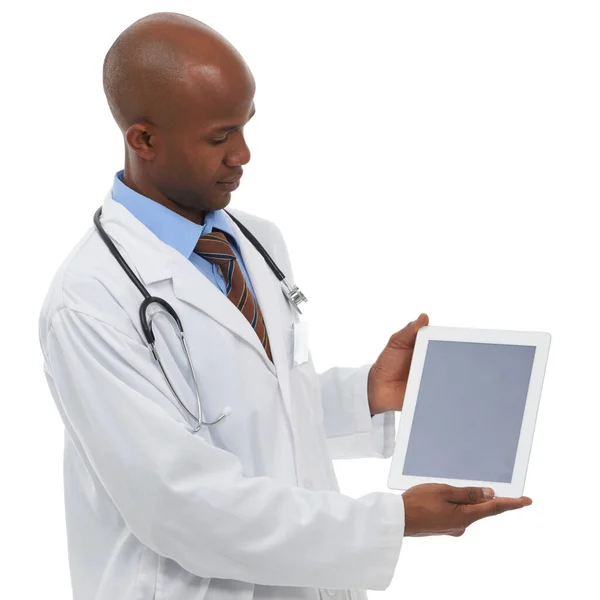 Sağlık Hizmeti Mesajına Bakıyorum Kopyalama Alanı Için Ayrılmış Dijital Tabletin — Stok fotoğraf