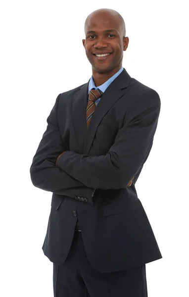 Success Comes Easy Him Successful African American Businessman Isolated White — Stock Photo, Image