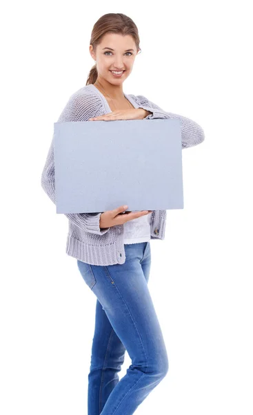 Ive Been Saving You Some Copyspace Gorgeous Young Woman Holding — Stock Photo, Image