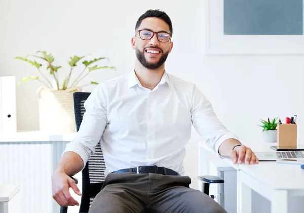 Lets Create Success Ourselves Handsome Young Businessman Sitting Alone His — Stock Photo, Image